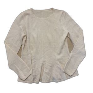 Unbranded 100% Cashmere Ivory Peplum Sweater – Fits Like Medium – GUC